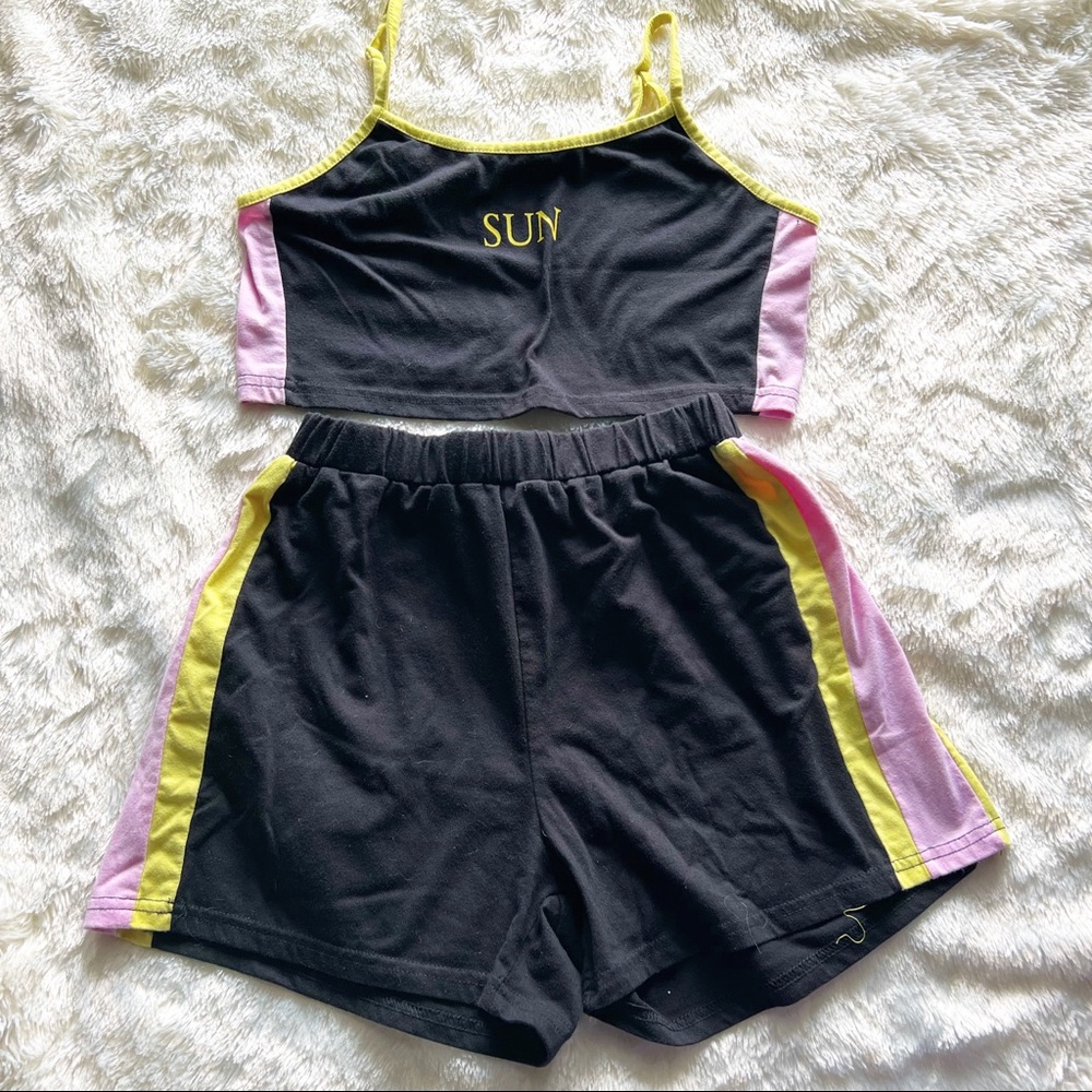 Girls’ SHEIN Matching Color Block Cami Top and Shorts Size 11-12Y